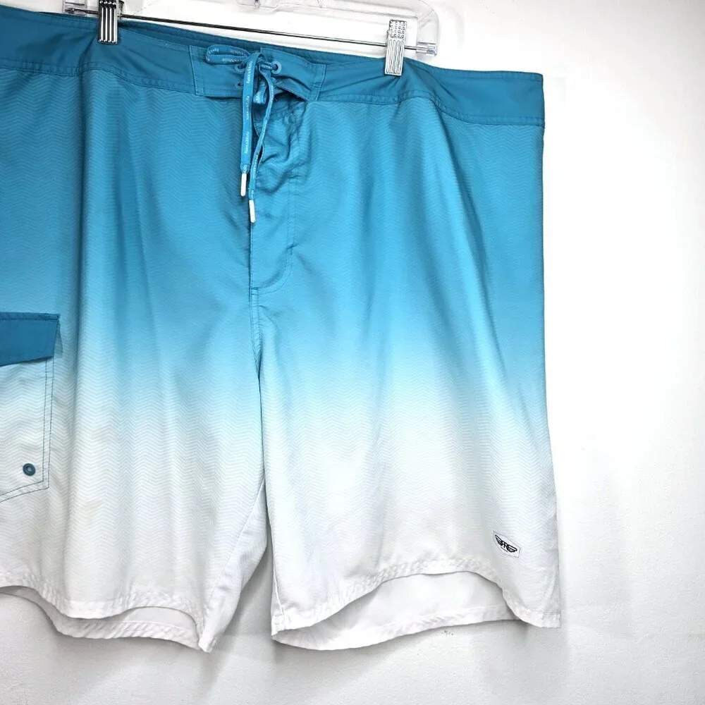 Rokka & Rolla Blue White Ombre Swim Surf Board Shorts Men 2XL